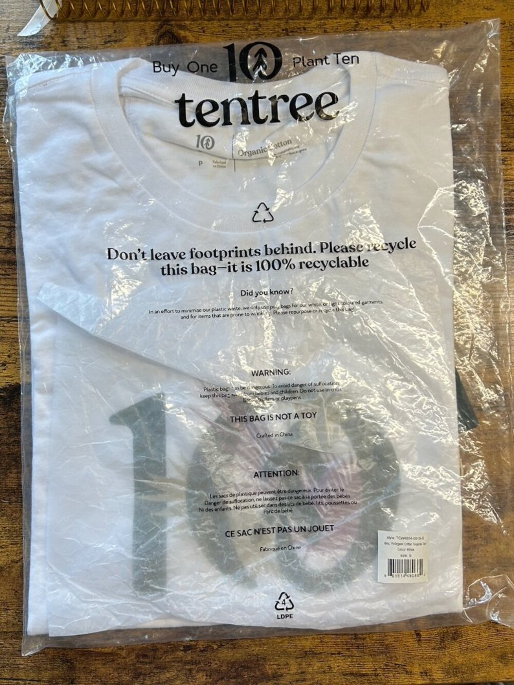 Don't Panic, it's Organic! 🌿 Tentree Tropical Ten T-Shirt Organic Cotton White